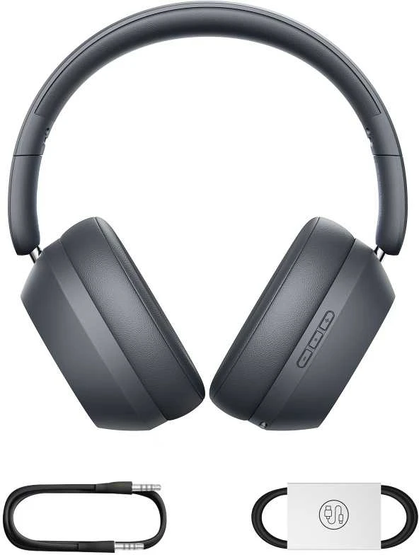 Baseus Belaidės Bluetooth 5.3 ausinės Bass 35 Max su mikrofonu, pilkos