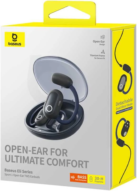 Baseus Belaidės Bluetooth 5.3 ausinės Eli Sport 1 su įkrovimo dėklu, juodos