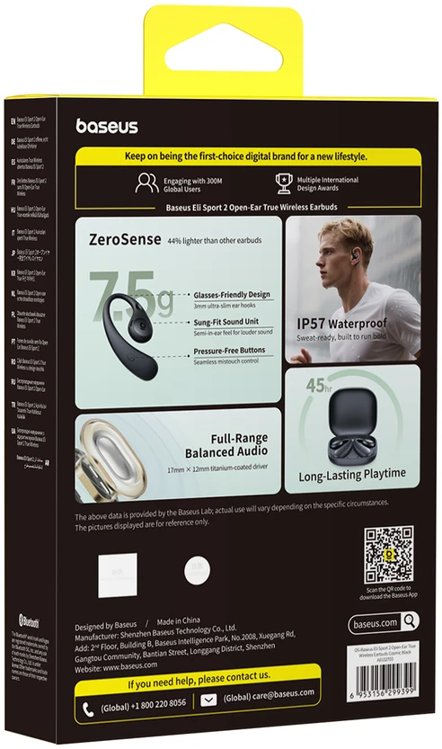 Ausinės Baseus Bass BF1 Pro Eli Sport 2 True Belaidės Earphones Cosmic Juodas