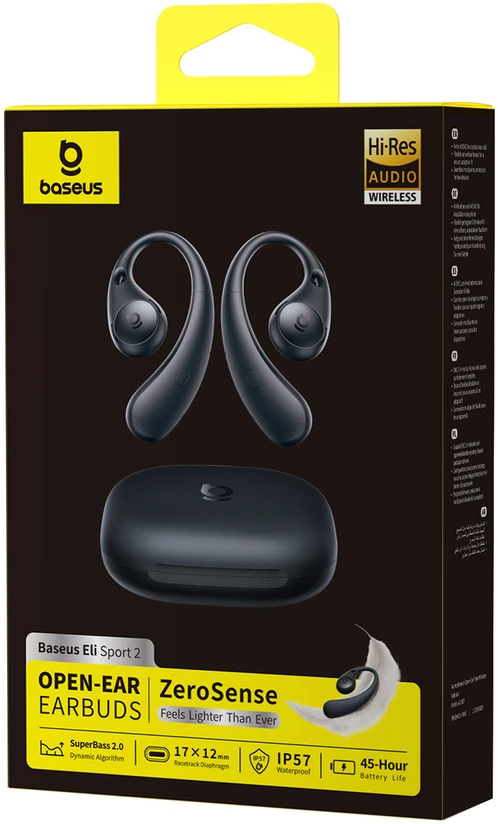 Ausinės Baseus Bass BF1 Pro Eli Sport 2 True Belaidės Earphones Cosmic Juodas
