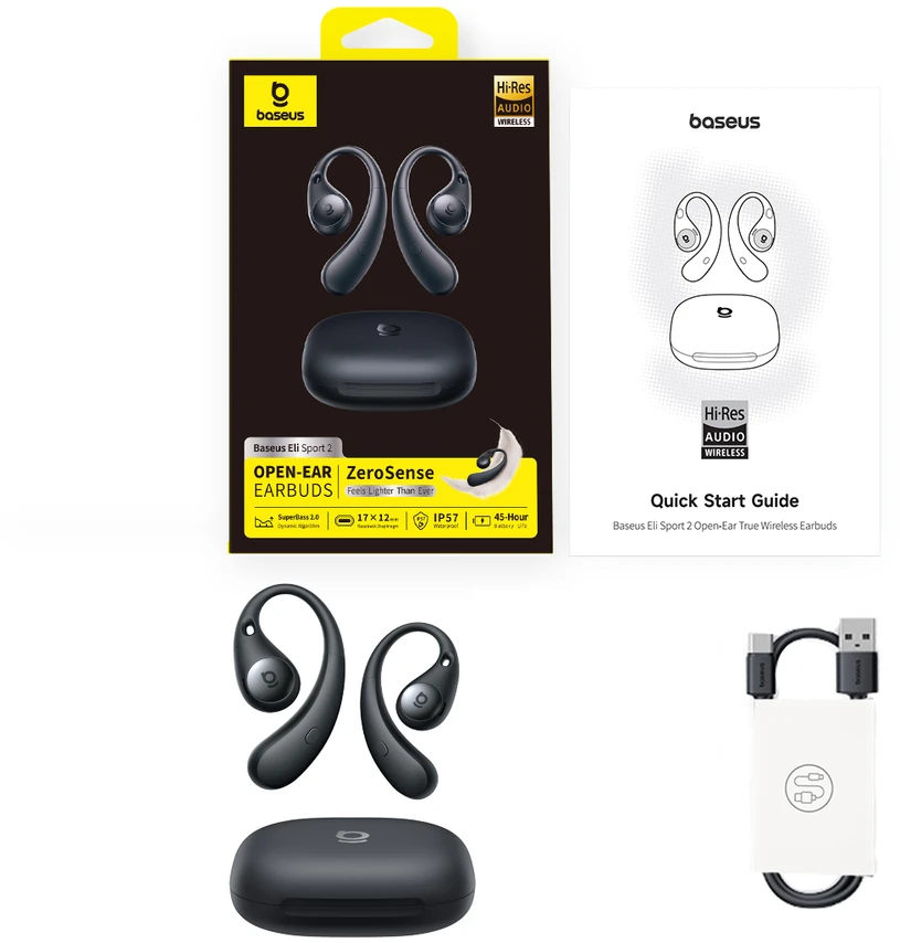Ausinės Baseus Bass BF1 Pro Eli Sport 2 True Belaidės Earphones Cosmic Juodas