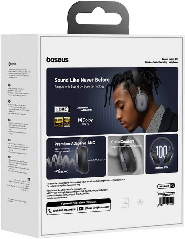 Baseus Inspire XH1 pakuotė su specifikacijomis