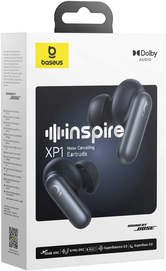 Baseus Belaidės Bluetooth 6.1 ausinės Inspire XP1 su įkrovimo dėklu ir triukšmo slopinimu, juodos