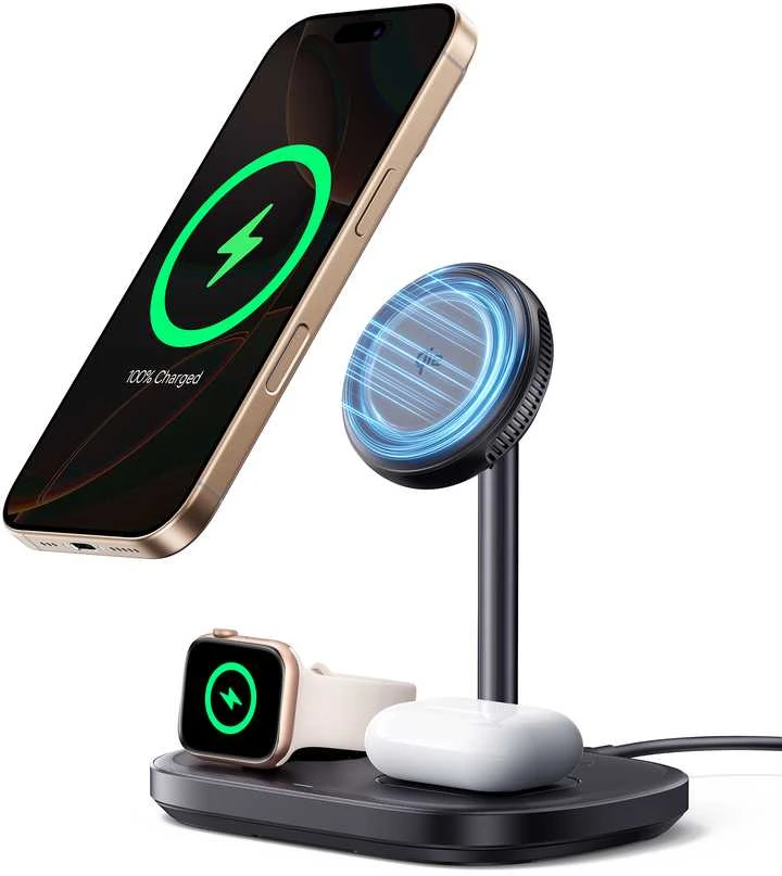 Baseus Belaidis magnetinis įkroviklis, stovas trims Apple įrenginiams 22.5W USB-C EnerFill FS41