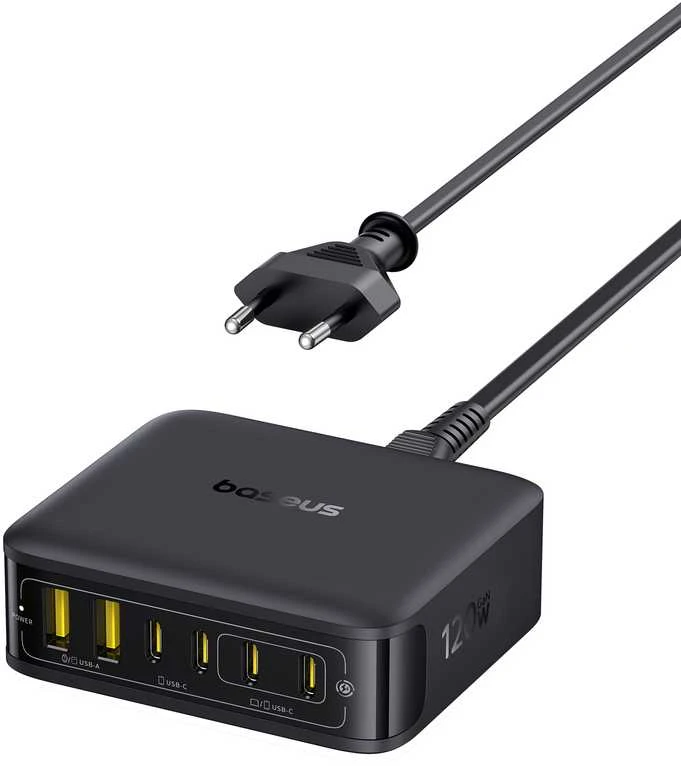 Baseus Įkrovimo stotelė EnerFill FH21 120W 2xUSB-A + 4xUSB-C 1.5m, juoda