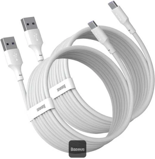USB kabelių rinkinys Baseus Simple Wisdom Data Cable Kit USB to Type-C 5A (2PCS/Set) 1.5m baltas TZCATZJ-02