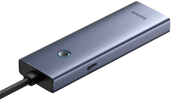 Hub Baseus UltraJoy Series Lite 4-Port 50cm (USB į USB3.0*4+Type-C5V) (pilka)