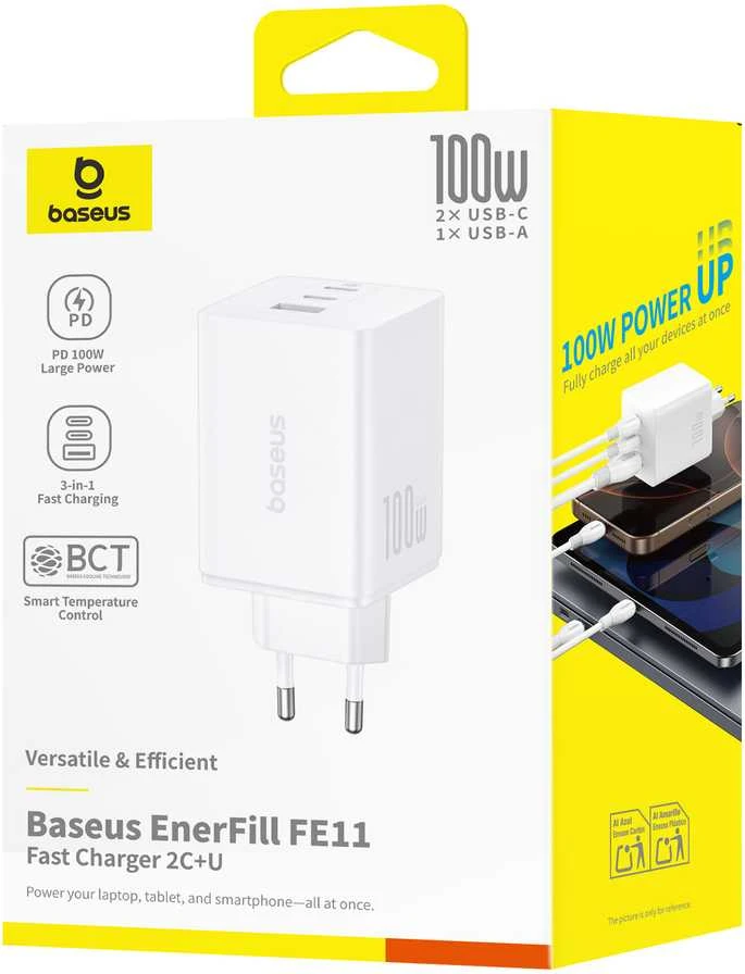 Baseus EnerFill FE11 2 x USB-C / USB-A 100W - balta
