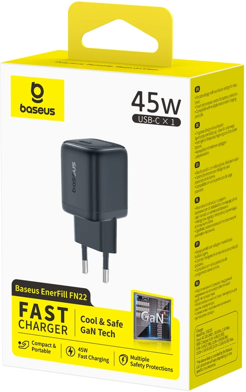 Baseus Sieninis įkroviklis EnerFill FN22 45W USB-C QC PD, juodas
