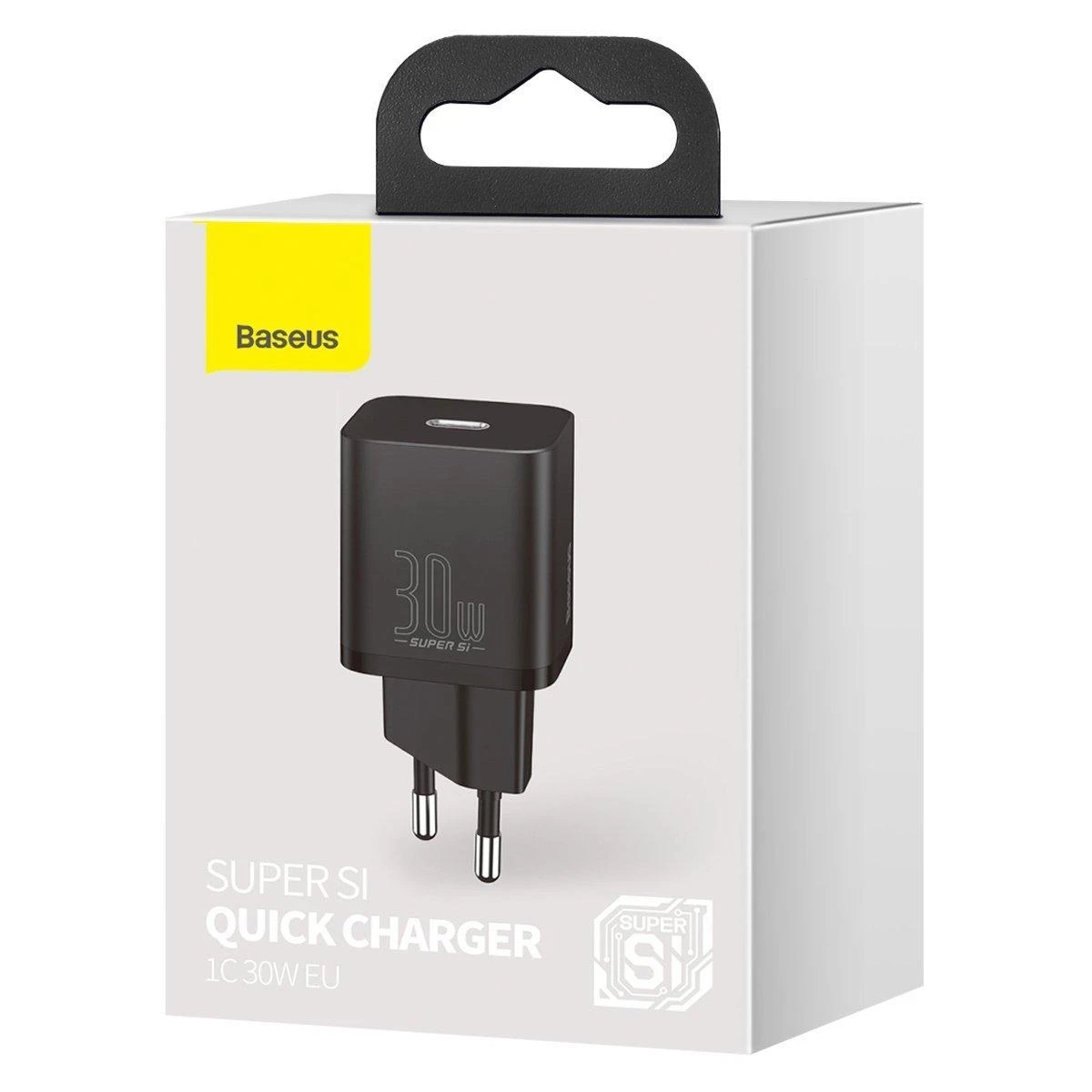 Baseus Sieninis įkroviklis Super Si 30W USB-C QC3.0 PD, juodas