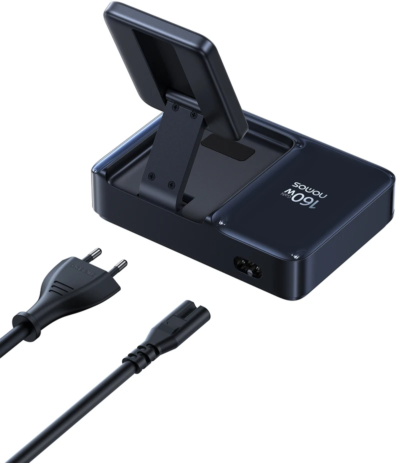 „Baseus Nomos NH21 Qi2 160W 5in1“ belaidis ausinės su ištraukiamu laidu - juoda