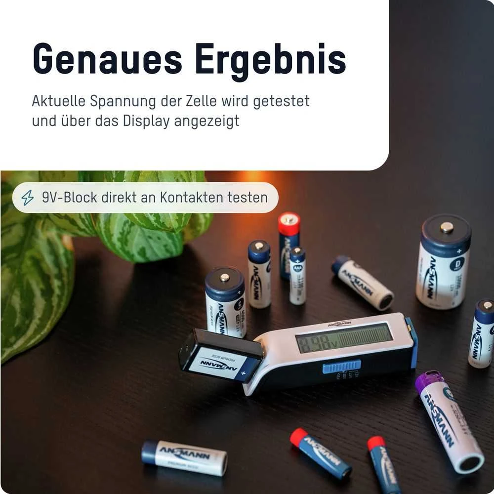Ansmann baterijų testeris tikrinantis 9V bloką