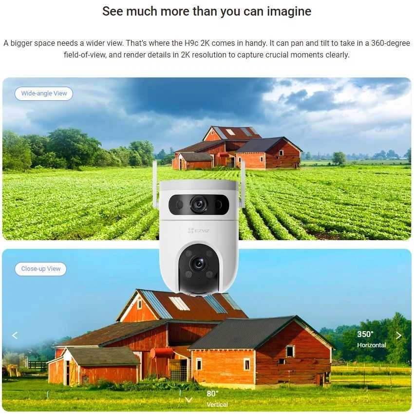 EZVIZ CS-H9C lauko valdoma ir kryptinė kamera (5 MP + 5 MP, dviejų lęšių)