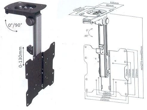 Cabletech Laikiklis lubinis reguliuojamas TV 17-37" (maks. 20kg)