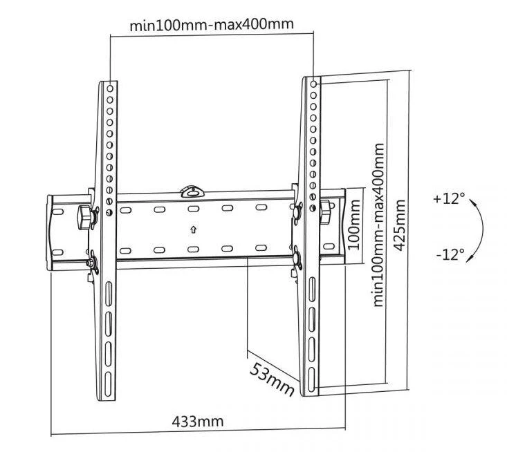 Cabletech Laikiklis sieninis pakreipiamas TV 32-55" (maks. 40kg)