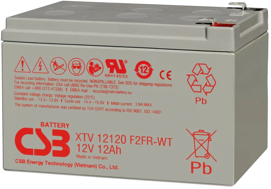 Csb Battery Akumuliatorius 12V 12Ah F2 Pb (-20℃ ~ 50℃) AGM VRLA CSB