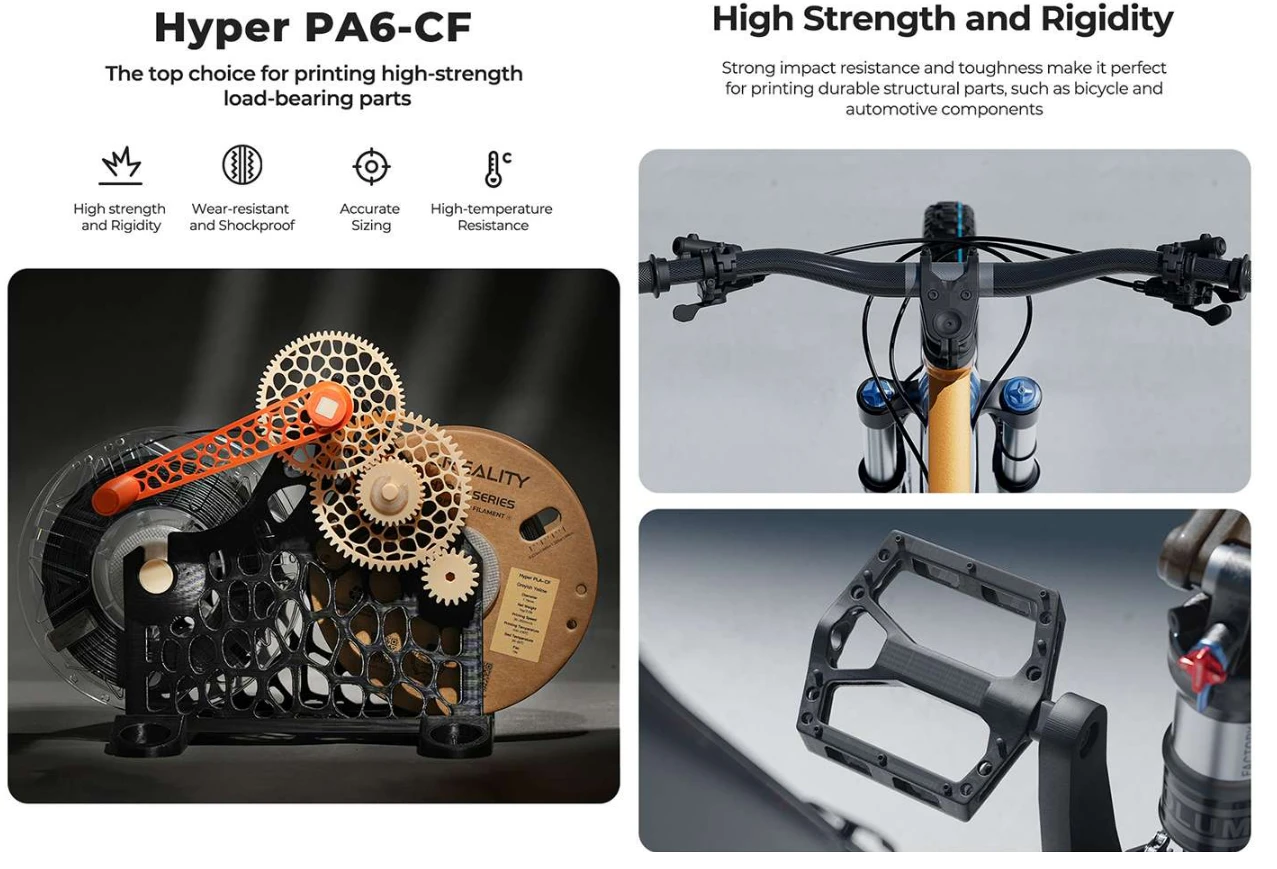 3D plastikas PA6-CF hyper juodas 1kg CREALITY aprašymas - Prekės nuotrauka