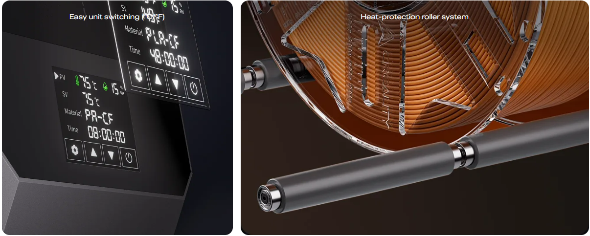 3D plastiko džiovintuvas 2 ritėms 45℃-75℃ Space Pi V2 Plus CREALITY aprašymas - Prekės nuotrauka