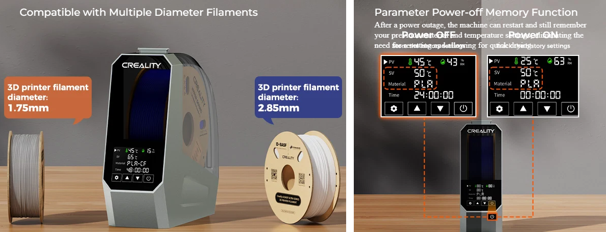 3D plastiko džiovintuvas 45℃-75℃ Space Pi V2 CREALITY aprašymas - Prekės nuotrauka