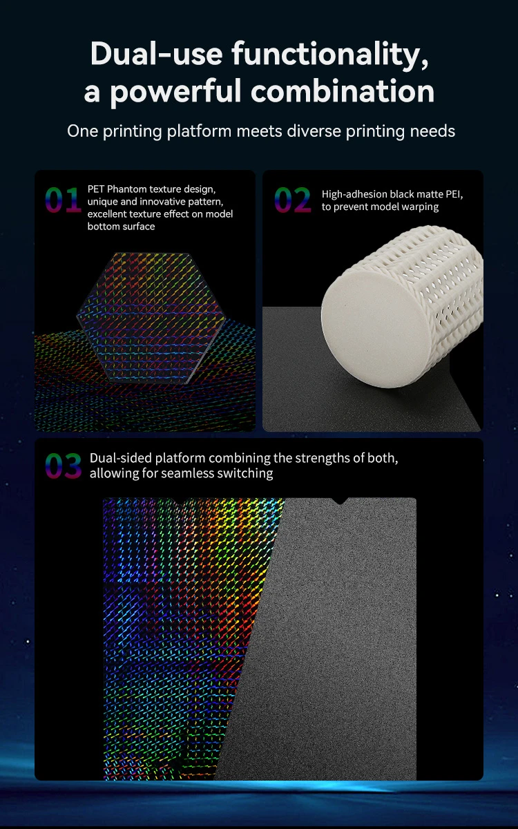 3D spausdinimo paviršius dvipusis PEI grubus + PET 