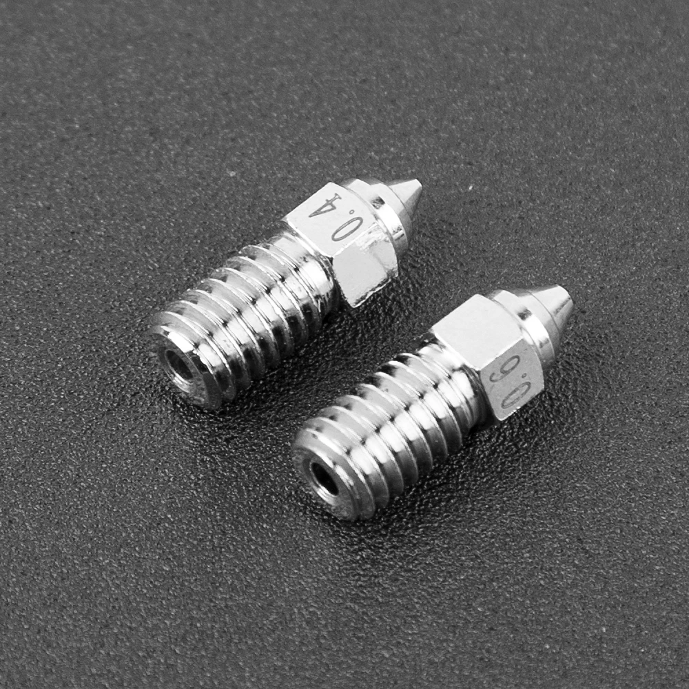 3D spausdintuvo purkštukų komplektas 2vnt (0.4mm ir 0.6mm) skirti ENDER-3V3SE ENDER-7 ir ENDER-5S1 varinio lydinio dengti nikeliu CREALITY aprašymas - Prekės nuotrauka