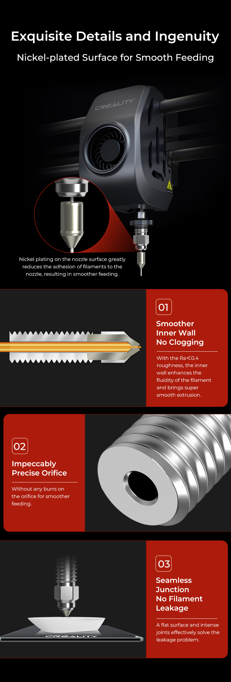 3D spausdintuvo purkštukų komplektas bimetal konstrukcija (2x0.4mm 0.6mm 0.8mm) skirti K1/K1Max, CR-M4, ENDER-3V3KE spausdintuvams CREALITY aprašymas - Prekės nuotrauka