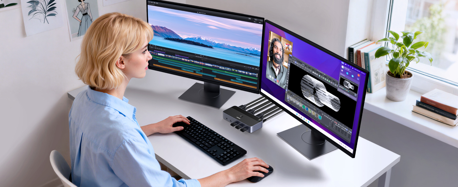 Ugreen 8K@60Hz HDMI KVM komutatorius (2 PC <-> 2 monitoriai + 4 įrenginiai) aprašymas - Prekės nuotrauka
