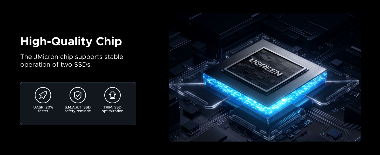 Adapteris M.2 NVMe/SATA UGREEN D320 USB 3.2 USB–USB-C aprašymas - Prekės nuotrauka