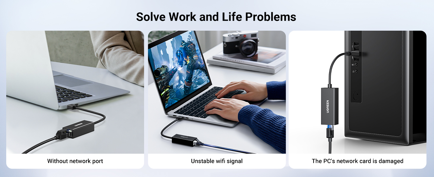Ugreen Adapteris tinklo USB-A 2.0 - RJ45 10/100Mbit/s, juodas aprašymas - Prekės nuotrauka