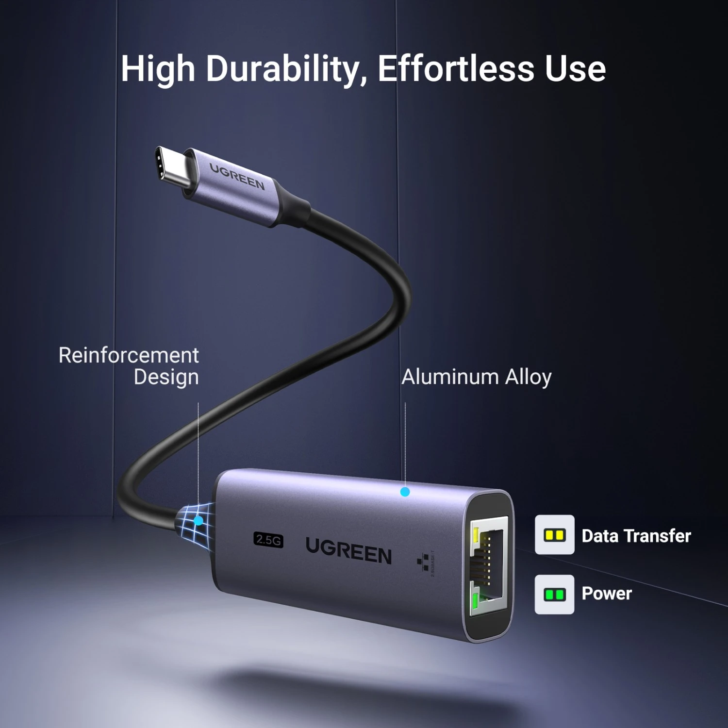 Ugreen Adapteris tinklo USB C 3.1 Gen1 - RJ45 2.5G Gigabit aprašymas - Prekės nuotrauka