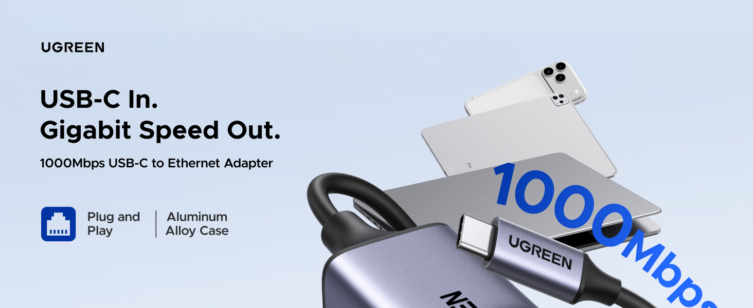 Ugreen Adapteris tinklo USB C 3.1 Gen1 - RJ45 Gigabit aprašymas - Prekės nuotrauka