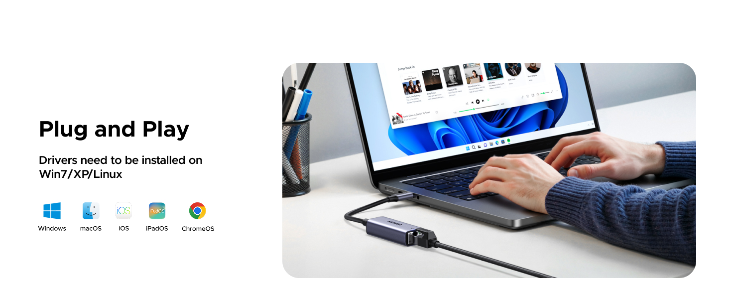 Ugreen Adapteris tinklo USB C 3.1 Gen1 - RJ45 Gigabit aprašymas - Prekės nuotrauka