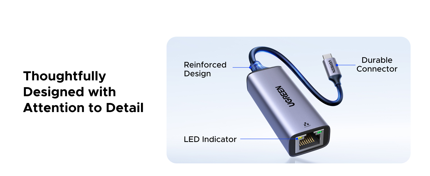 Ugreen Adapteris tinklo USB C 3.1 Gen1 - RJ45 Gigabit aprašymas - Prekės nuotrauka