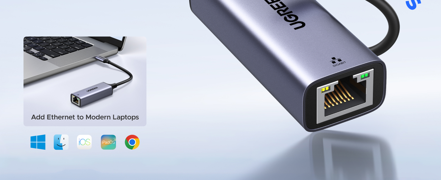 Ugreen Adapteris tinklo USB C 3.1 Gen1 - RJ45 Gigabit aprašymas - Prekės nuotrauka