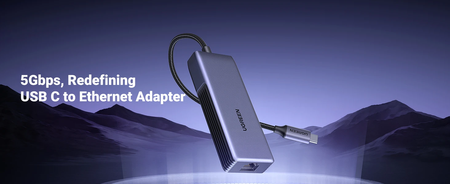 Tinklo adapteris Ugreen UGCM848USB-C į RJ45, 5GbE (juodas) aprašymas - Prekės nuotrauka