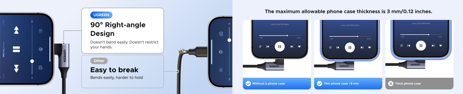 Adapteris USB C kampinis kištukas - 3.5mm stereo lizdas CM991 UGREEN aprašymas - Prekės nuotrauka