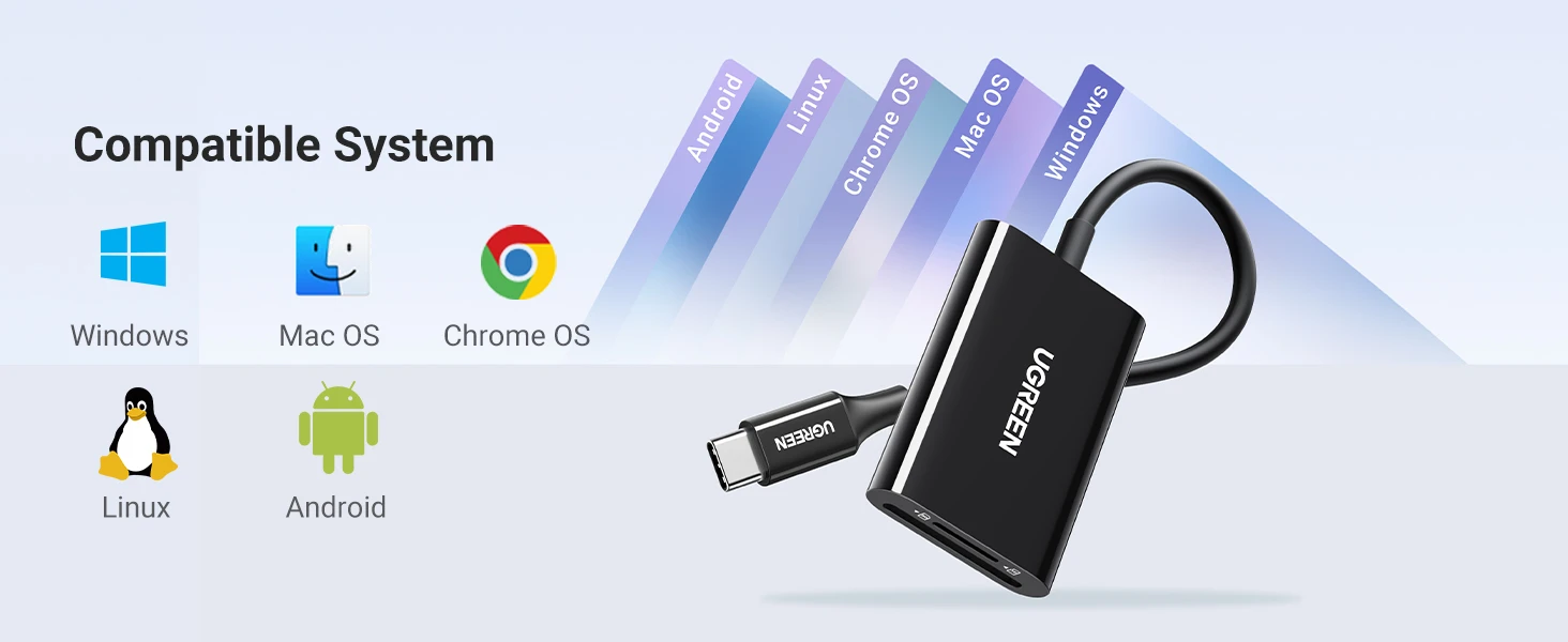 Ugreen Atminties kortelių Micro SD, SD skaitytuvas USB-C 3.1, juodas aprašymas - Prekės nuotrauka