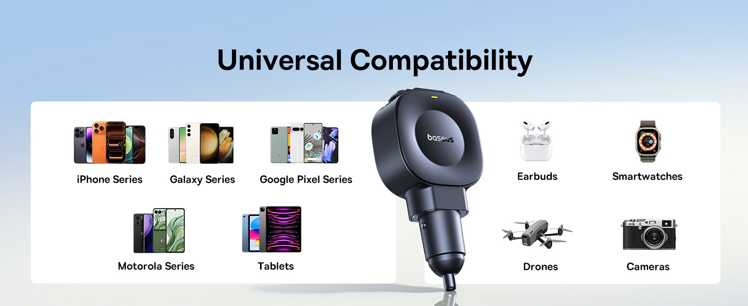 Baseus Automobilinis įkroviklis 12-24V 45W USB-C PD su ištraukiamu 0.8m USB-C laidu PrimeTrip VR2, juodas aprašymas - Prekės nuotrauka