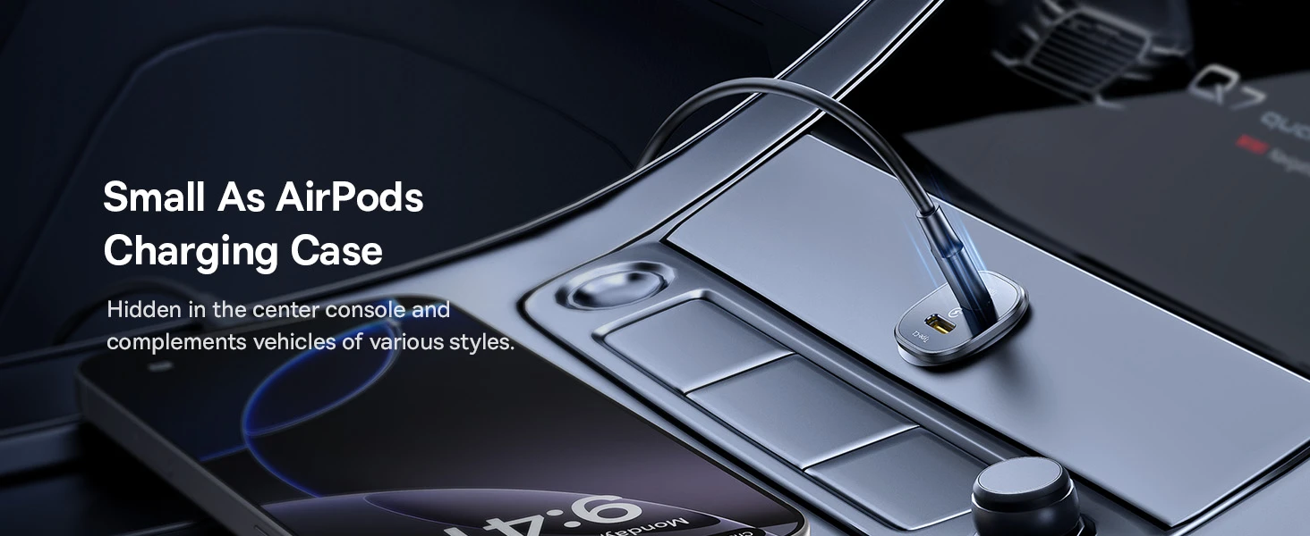 Baseus Automobilinis įkroviklis GoTrip 30W 12-24V USB-A + USB-C QC PD, juodas aprašymas - Prekės nuotrauka