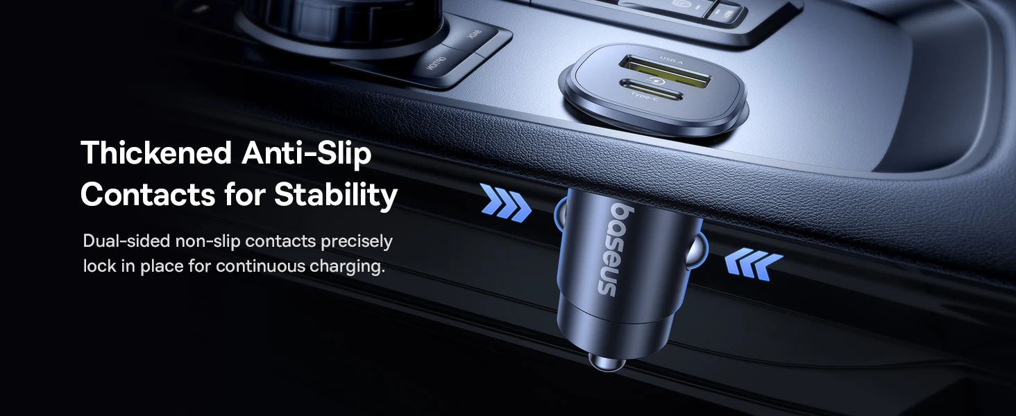 Baseus Automobilinis įkroviklis GoTrip 30W 12-24V USB-A + USB-C QC PD, juodas aprašymas - Prekės nuotrauka