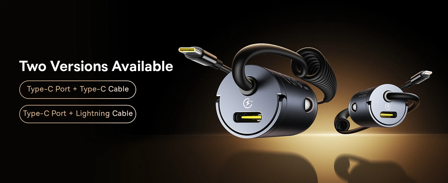 Baseus Automobilinis įkroviklis Tiny Star 30W 12-24V USB-C PD3.0 su integruotu USB-C kabeliu 30W 1.4m, juodas aprašymas - Prekės nuotrauka