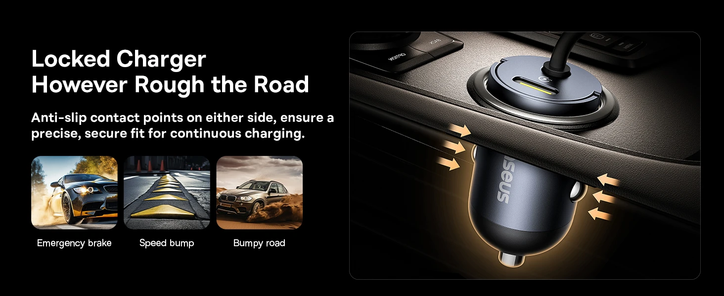 Baseus Automobilinis įkroviklis Tiny Star 30W 12-24V USB-C PD3.0 su integruotu USB-C kabeliu 30W 1.4m, juodas aprašymas - Prekės nuotrauka