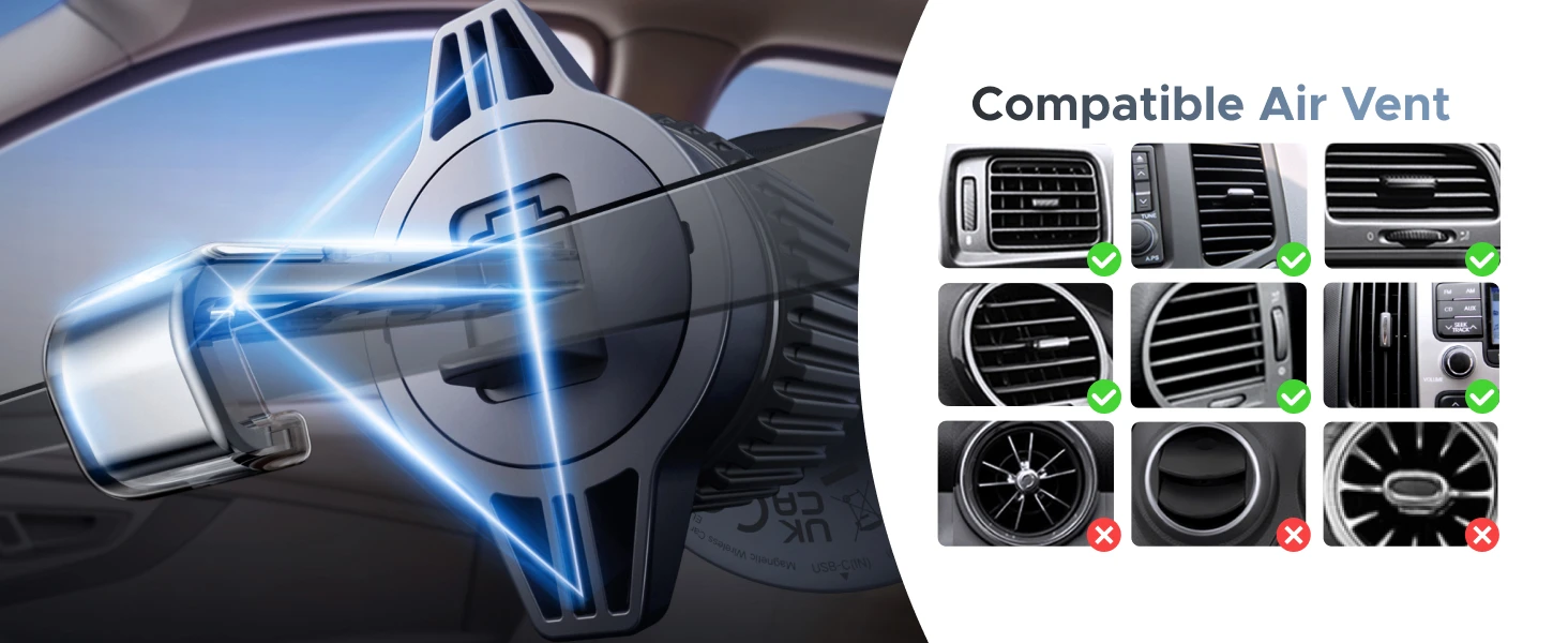 Ugreen Automobilinis magnetinis laikiklis MagFlow su belaidžiu Qi2 įkrovimu 25W, pilkas aprašymas - Prekės nuotrauka