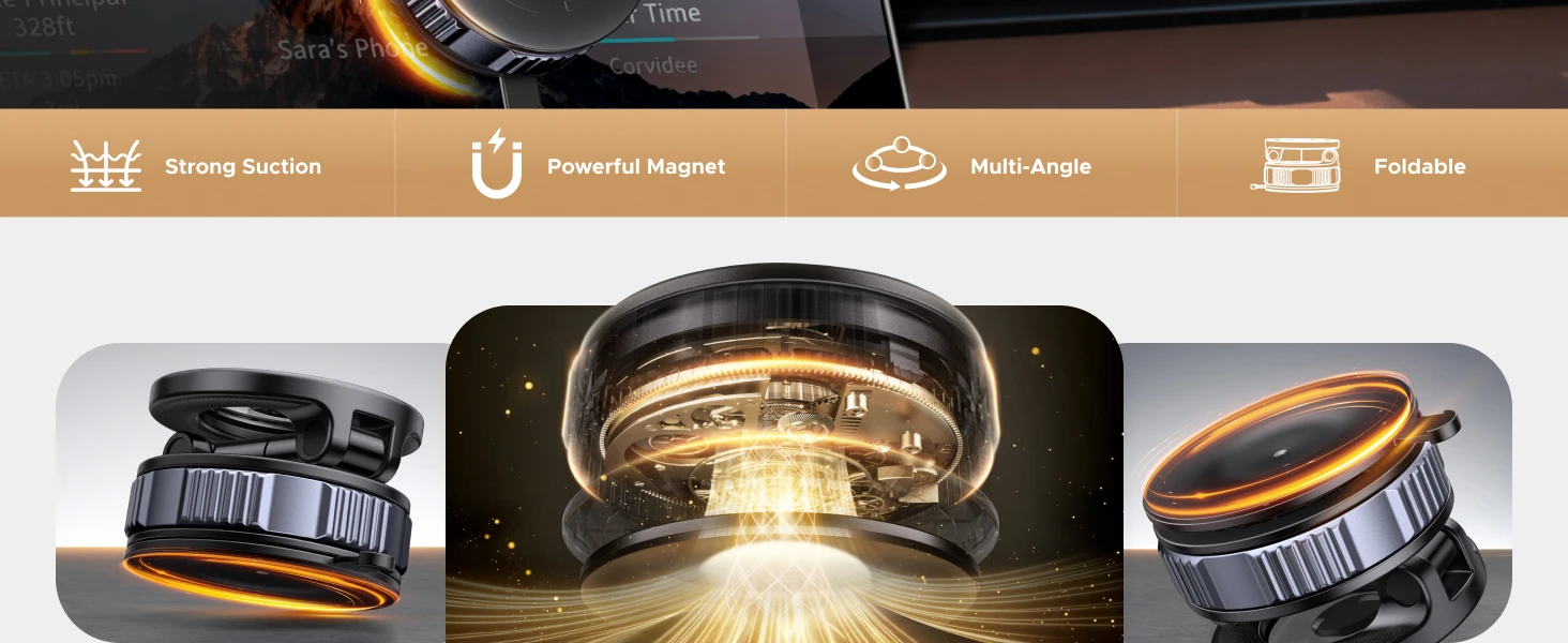 Ugreen Automobilinis magnetinis telefono laikiklis su siurbtuku, juodas aprašymas - Prekės nuotrauka