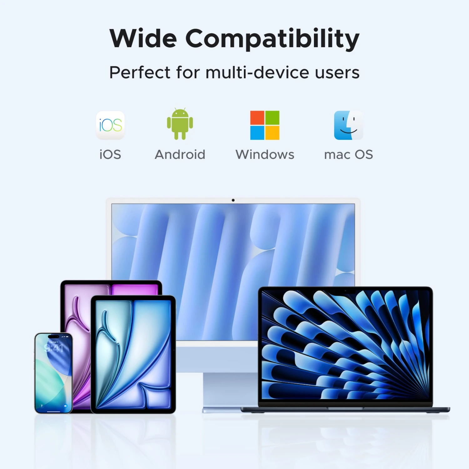 Ugreen Belaidė kompiuterio klaviatūra 2.4GHz / Bluetooth 5.4 įkraunama USB-C aprašymas - Prekės nuotrauka
