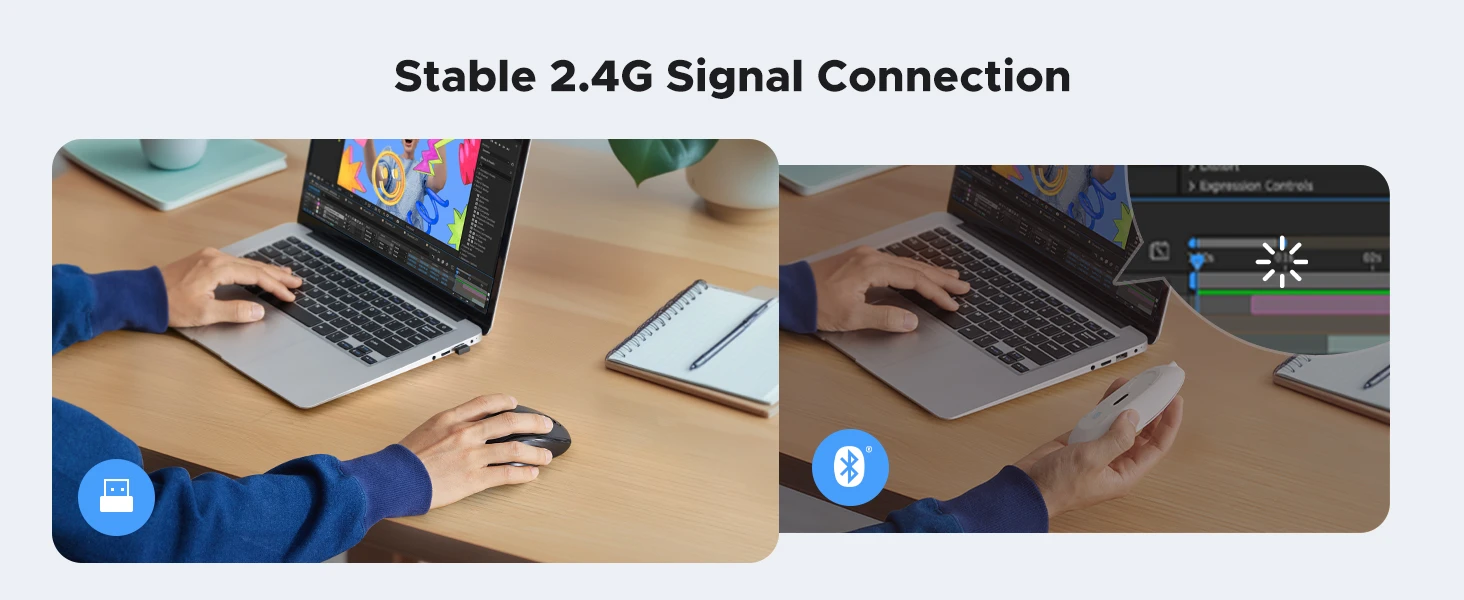 Ugreen Belaidė kompiuterinė pelė 2.4GHz, juoda aprašymas - Prekės nuotrauka