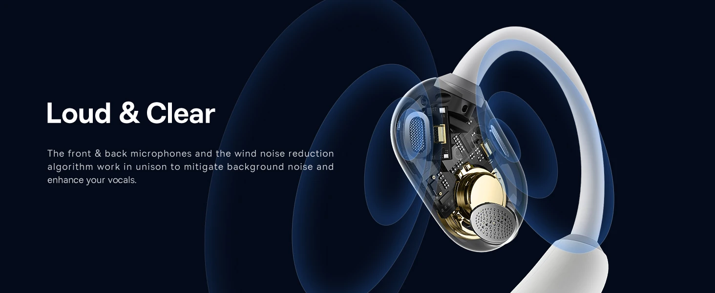 Ausinės Baseus Eli Sport 1 Open-Ear TWS Stellar balta aprašymas - Prekės nuotrauka