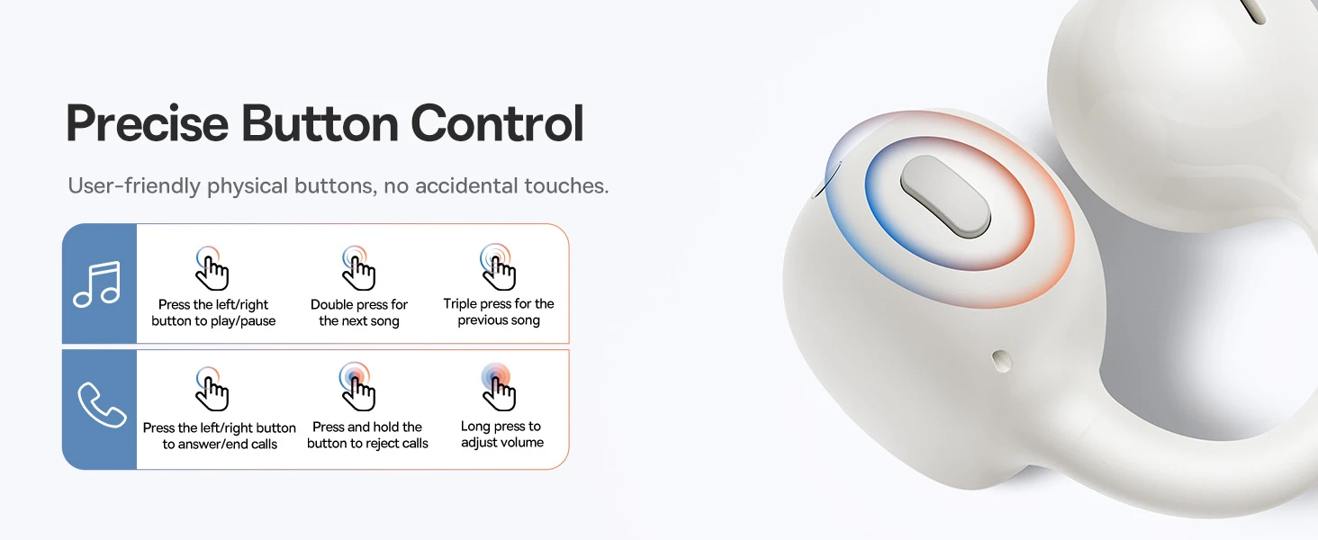 Baseus Belaidės Bluetooth 6.0 ausinės Bass BC1 su įkrovimo dėklu, baltos aprašymas - Prekės nuotrauka
