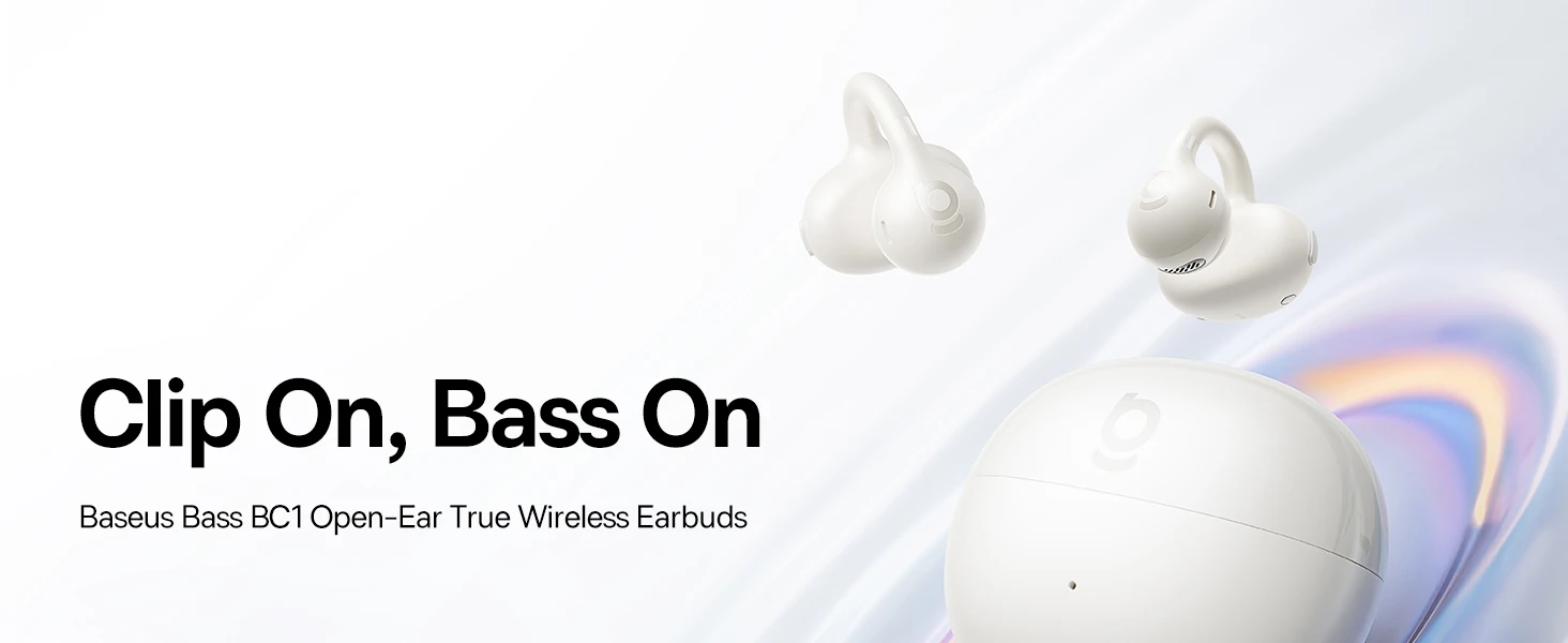 Baseus Belaidės Bluetooth 6.0 ausinės Bass BC1 su įkrovimo dėklu, baltos aprašymas - Prekės nuotrauka