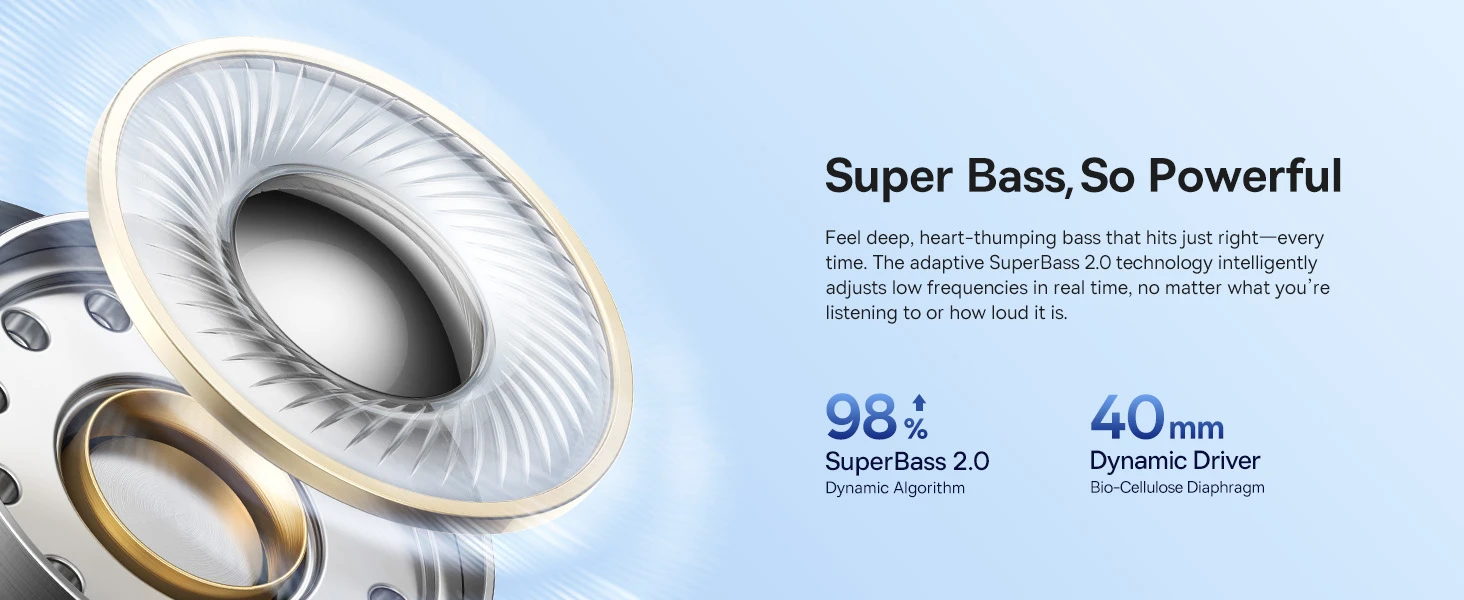 Baseus Belaidės Bluetooth 6.0 ausinės Bass BH1 NC su triukšmo slopinimu, baltos aprašymas - Prekės nuotrauka